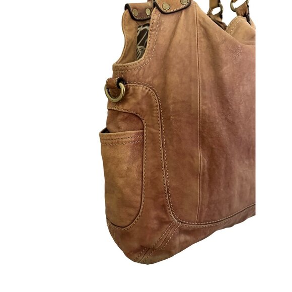 Vintage Fossil Large Brown Leather Shoulder Bag Multiple Pockets & Key Charm Y2k - Picture 9 of 12